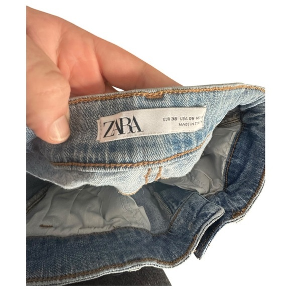 Zara Light Wash Beaded Side Stripe Skinny Jeans Women’s 6 (38) Frayed Hem - Picture 6 of 7